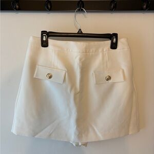 NWT Zara Cream Women's Skorts with Button Detail